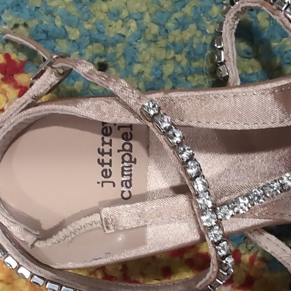 Jeffrey Campbell Satin Flats with Rhinestone Straps - Picture 2 of 4